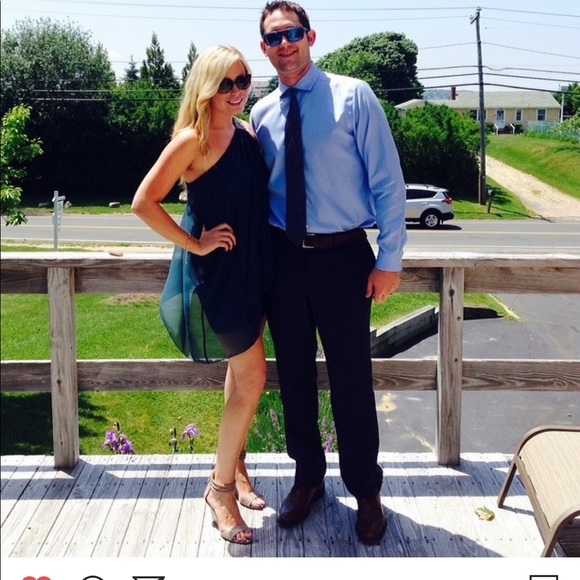 Calvin Klein Teal Silver Beaded 1 Shoulder Dress - Picture 7 of 11